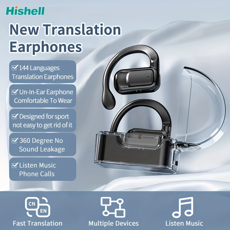 144-Language Instant Translator Earbuds - Seamless 2-Way Communication - Smart Headset for Music, Calls, iOS & Android Compatibility