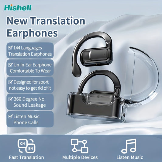 144-Language Instant Translator Earbuds - Seamless 2-Way Communication - Smart Headset for Music, Calls, iOS & Android Compatibility