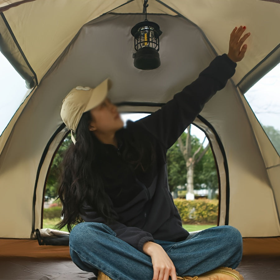 3-4 Person Pop-up Camping Tent - Automatic Instant Shelter, Waterproof & UV Guard, Mosquito-Free, Well-Ventilated, Quicksand Golden, Ultra-Portable with Carry Bag