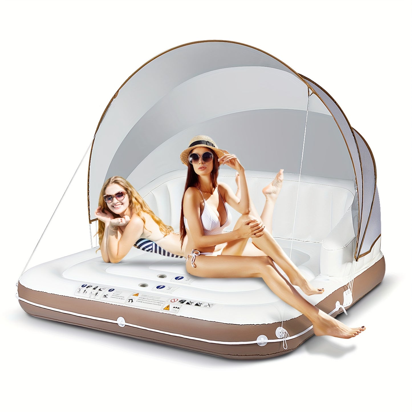 Inflatable Island Lounge Float - Relaxing Pool Raft with Comfortable Seating, Durable PVC Construction, Uncharged, Perfect for Beach and Seaside Fun