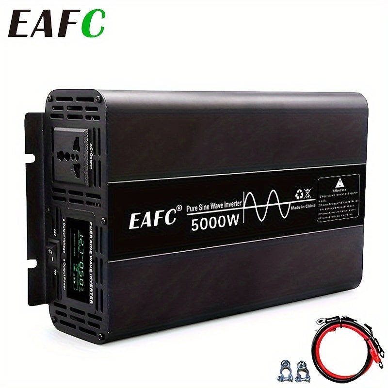 High-Efficiency 7000W Car Power Inverter - Pure Sine Wave, DC 12V to AC 110V Converter with LCD Display for Road Trips