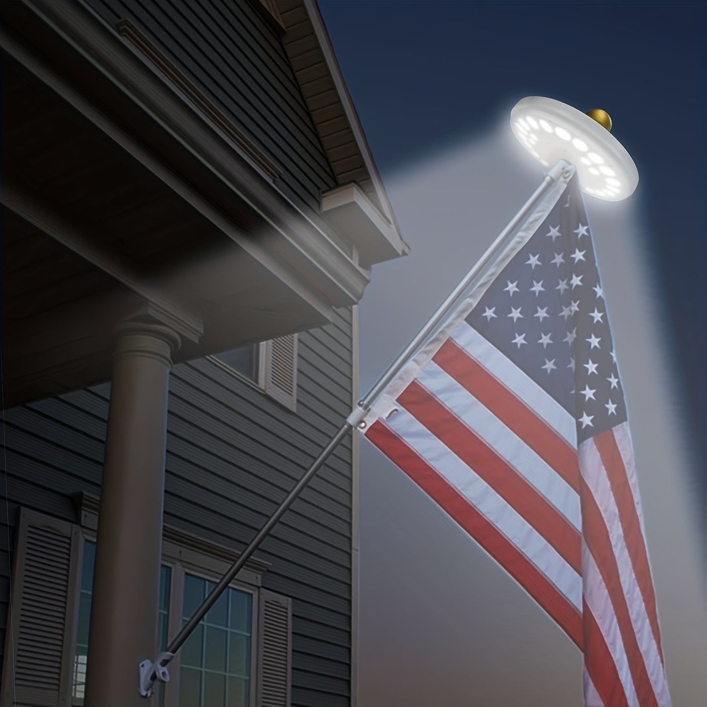 1200lm Super Bright 26 LED Solar Flagpole Light - All-Night 12 Hour Illumination, Weatherproof, Broad Coverage, Automatic Dusk to Dawn Feature, Ideal for 15 to 25 Foot Poles (White)