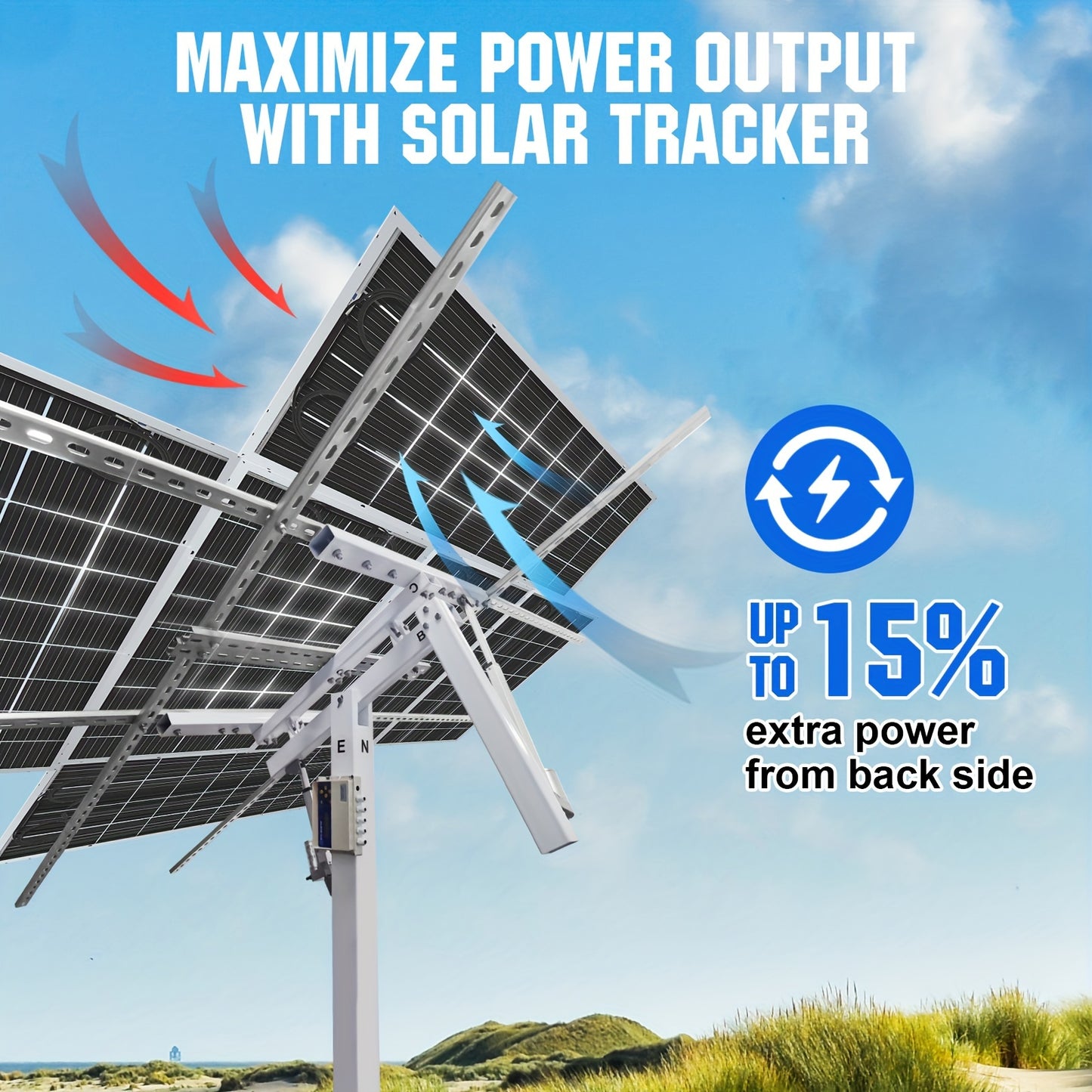 ECO-WORTHY 2 Pack 195 Watt 12 Volt Bifacial Solar Panel Monocrystalline Double-Sided Power Generation Rigid High-Efficiency PV Module Power Charger For RV, Sunsheds, Canopies, Farms, Home And Off-Grid