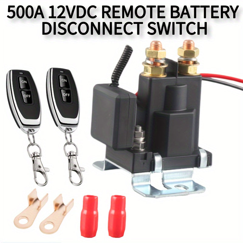 500A 12V Wireless Remote Car Battery Disconnect Switch - Relay Isolator For Rvs, Cars, Motorcycles & Boats