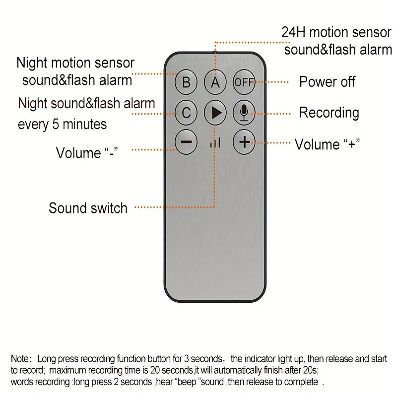 1pc 130dB Solar-Powered Alarm with Motion Detection – Dog Bark & Gunshot Sounds – Remote Controlled Security Alert System for Home, Villa, Yards, Chicken Coops, Farms, Barns