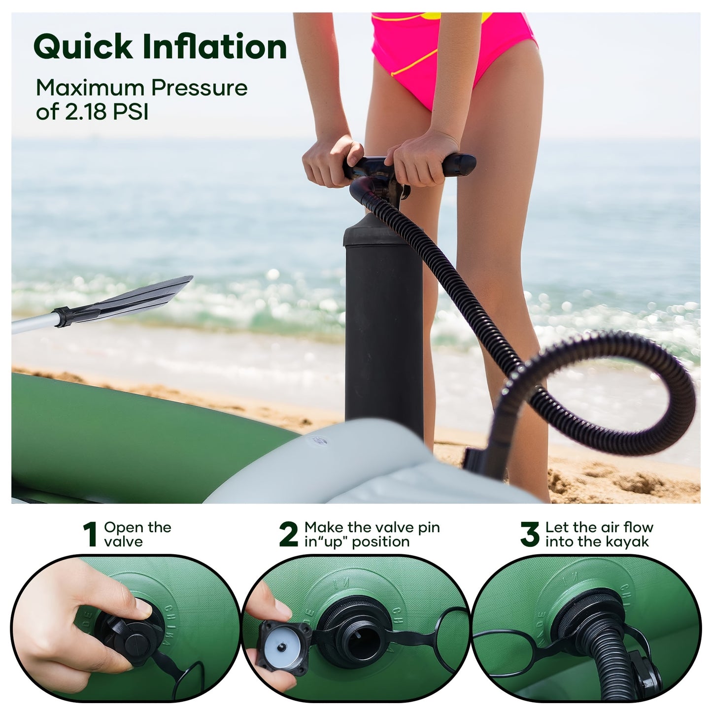 Adventure Gear Inflatable Kayak -in Style Load capacity 400lb 1-2 person, Green 
 Explore the Waters