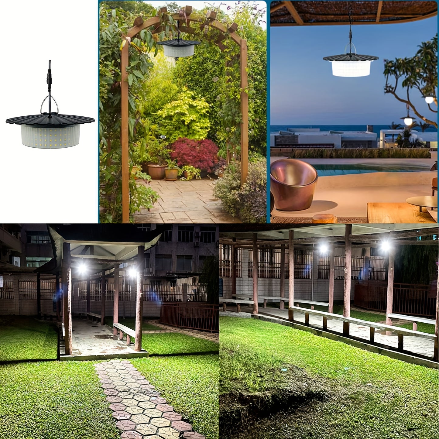 1 Pack Solar Pendant Light - 244 LED High-Intensity, Waterproof & Remote Controlled - Ultimate Outdoor Lighting for Sheds, Camping, Gazebo, Patio, Tent - Energy-Saving & All-Round Glow