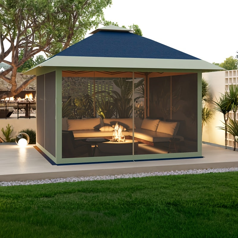 12 x 12 Deluxe Outdoor Gazebo - Sturdy Heavy Duty Construction, Weather-Resistant Double Roof, Insect-Repellent Netting, Elegant Curtains, and Spacious Patio Canopy - Perfect for Deck, Backyard, Garden, and Lawn Settings