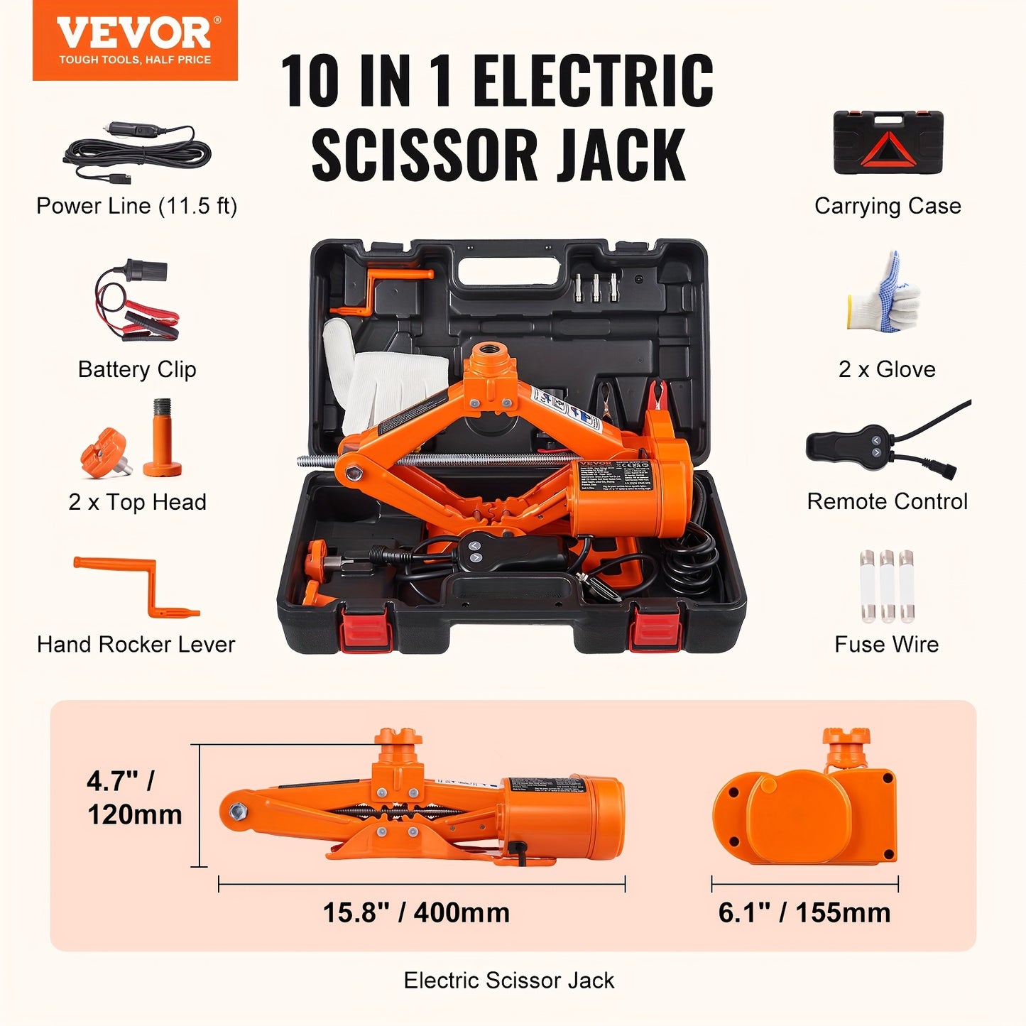 3 Ton Electric Car Jack - Rapid Lifting Scissor Design - Powerful SUV & Sedan Repair Tool - Effortless, Safe Operation
