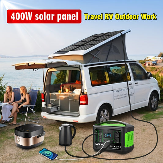 400W Portable Solar Panel Charger, with 35V Output Foldable Solar Charger for Outdoor Adventures Power Outage RV Solar Generator, Camping, Tablets, Blackout