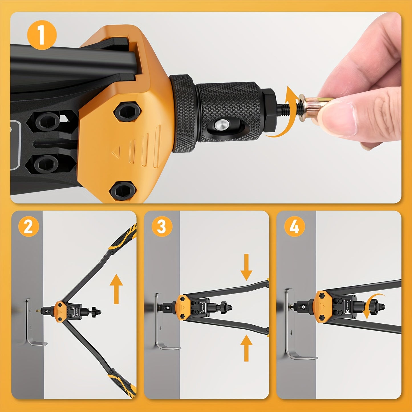 300PCS Rivet Nut Assortment Kit - VIGRUE 16 Heavy-Duty Rivet Nut Tool Set with 15PCS Metric & Inch Mandrels M3 to M12, 6-32 to 1/2-13 - Iron Construction for Durability and Long-Lasting Performance