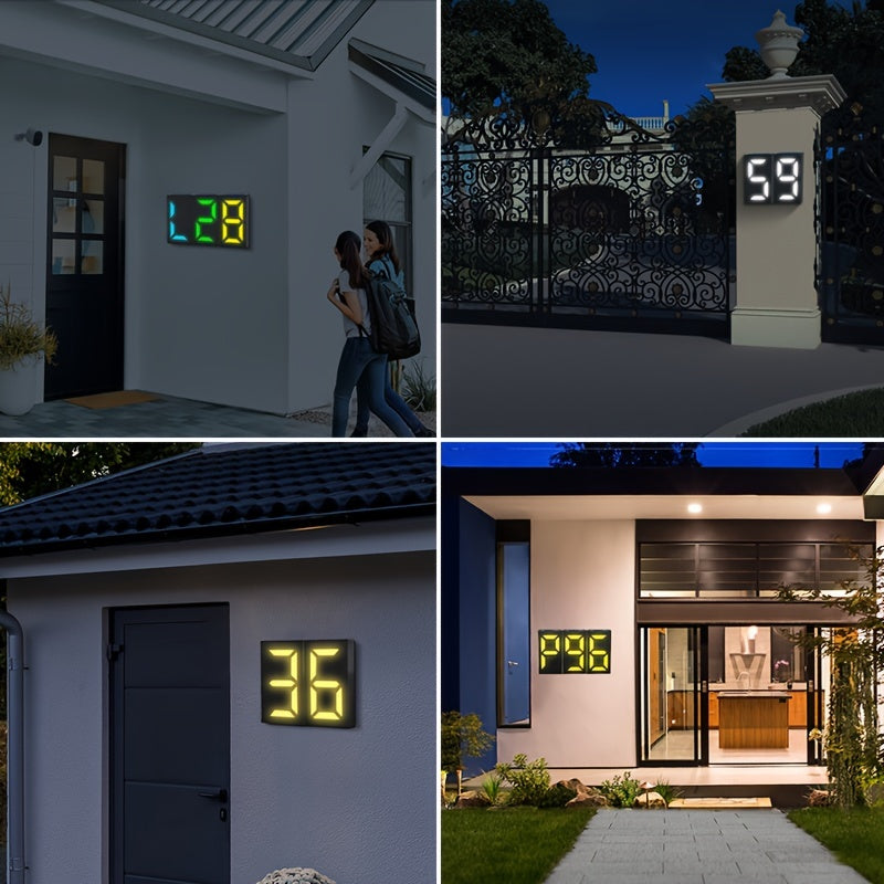 1pc Stylish Solar LED House Number Sign - Durable, Waterproof & Customizable - Bright Colorful LED Illumination for Easy Wall Mounting