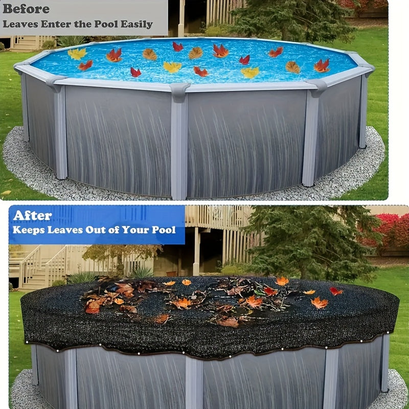 All-Weather Leaf Net Pool Cover - Uv & Scratch Resistant, Fits Above & Underground Pools, Includes Multiple Components