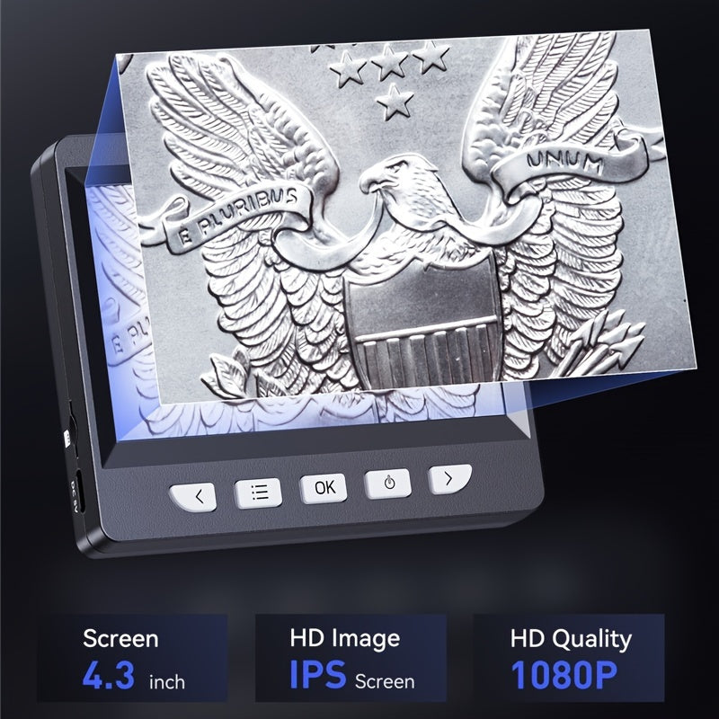 1000X Zoom HD Microscope - 1080P High-Resolution, 8 LED Illumination, Realistic Image Capture for Education and Research