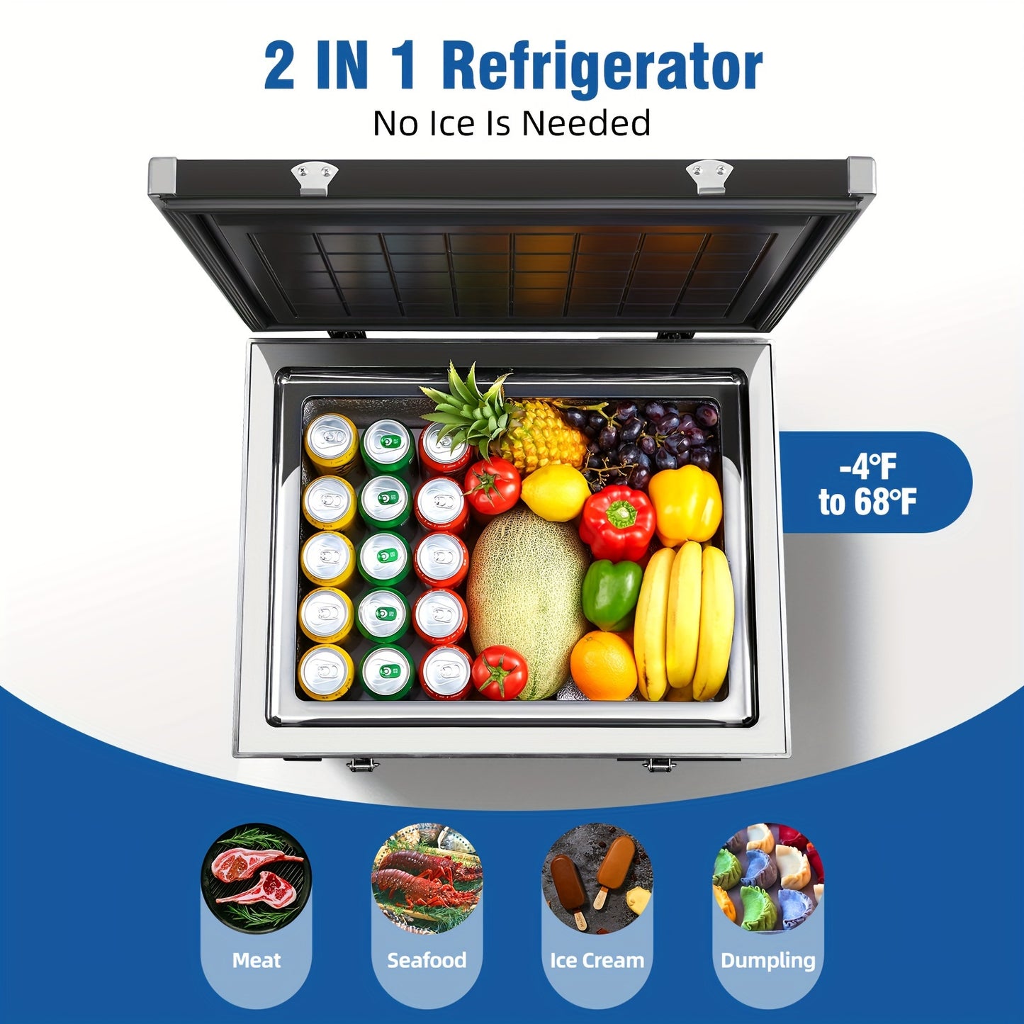BODEGACOOLER 12 Volt Car Refrigerator, Protable Freezer APP Control, 64Quart Car Fridge, Electric Cooler 12/24V DC 110-240V AC For Outdoor, Vehicles, Camping, Travel, RV, Home Use