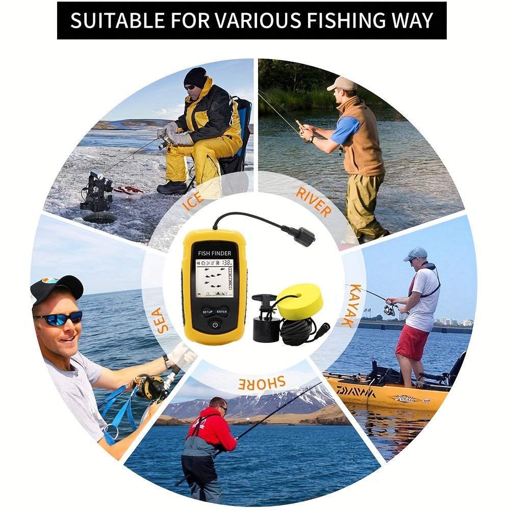 45° Wide-Angle Smart Fish Finder - Instant Alarm Sonar System with Durable Transducer for Exciting Freshwater & Saltwater Fishing Expeditions
