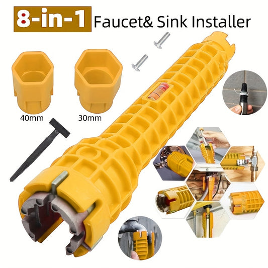 Heavy-Duty Faucet Wrench - Versatile Plumbing Tool for Sink, Toilet & Kitchen - Durable Water Pipe Spanner with Easy-Grip Tackle - Ideal Household Installer Kit