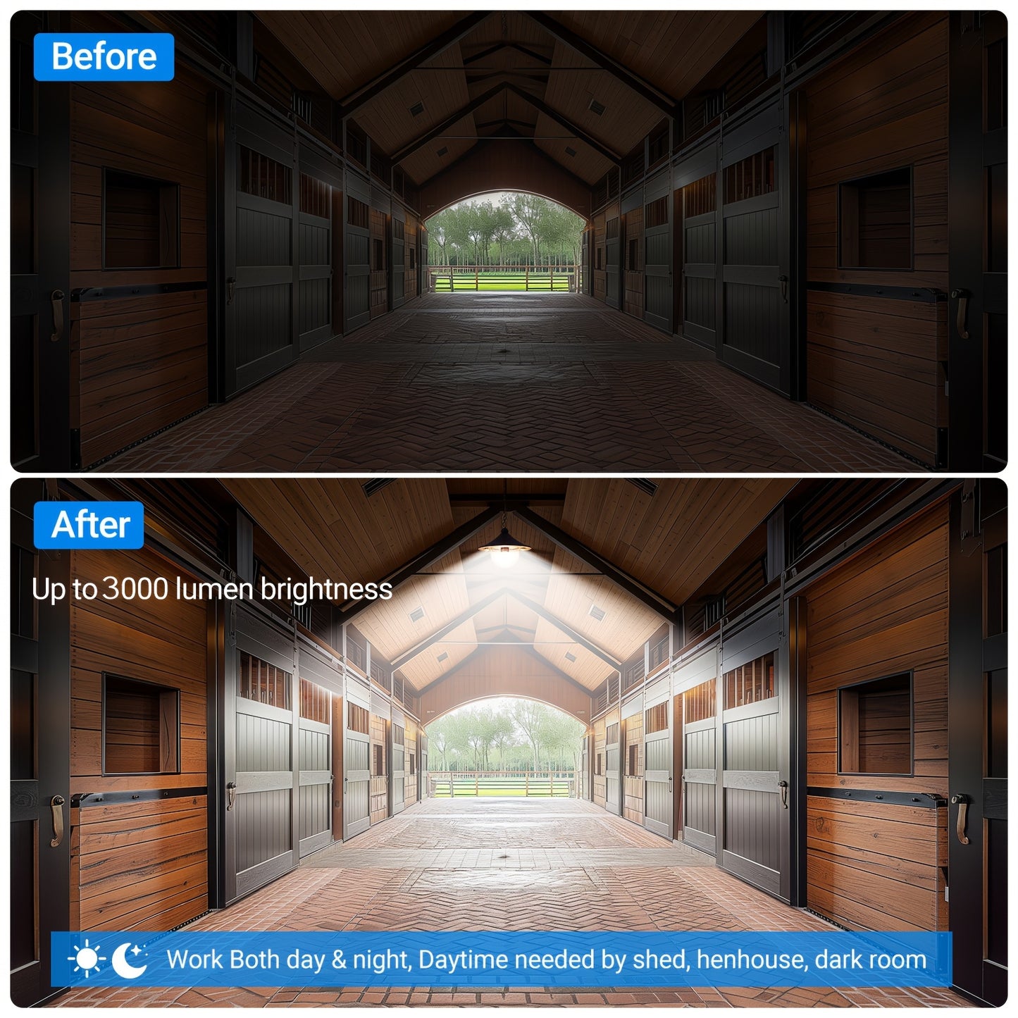 3000LM Solar Powered Indoor Outdoor Shed Light - 3 Color Temperatures, 5 Modes, Dual Motion Sensors, Remote Control, Waterproof, Lithium Battery - Semi-Flush Mount, Polycarbonate Shade, 1 Pack