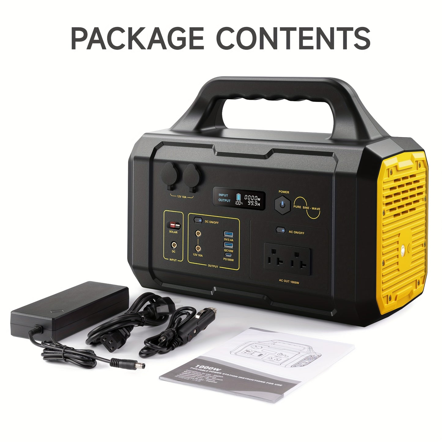 1000W Portable Power Station FlashFish 293Wh-1075Wh With AC Outlet/2 DC Ports/3 USB Ports Backup Battery/Power Supply For Outdoor Trip Camping Emergency