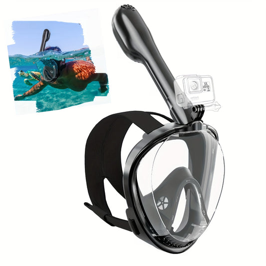 AdventureScope 180° Panoramic Full-Face Snorkel Mask - Innovative Dry Top Safety Breathing System, Anti-Fog & Leak-Resistant Design, Complete with Camera Mount for Unforgettable Underwater Explorations