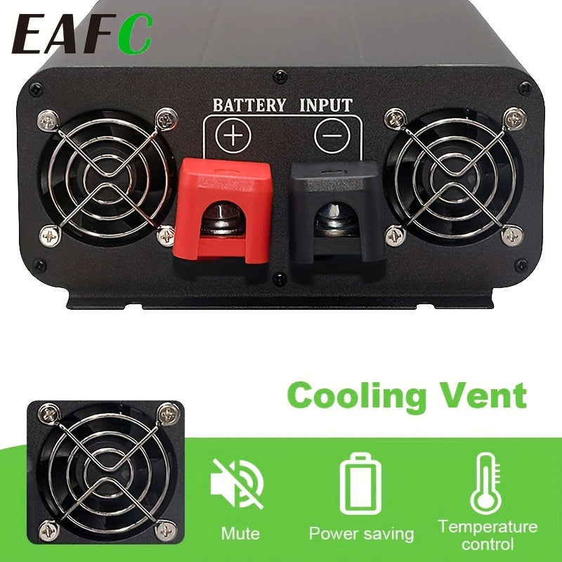 High-Efficiency 7000W Car Power Inverter - Pure Sine Wave, DC 12V to AC 110V Converter with LCD Display for Road Trips