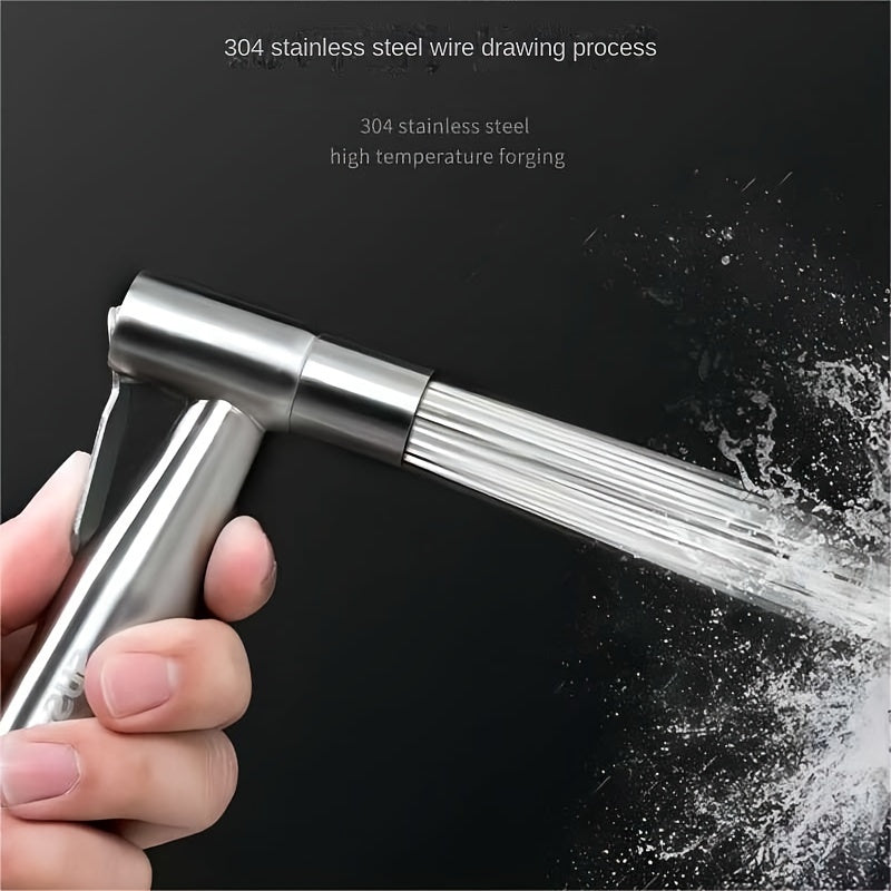 304 Stainless Steel Toilet Booster Sprayer - No-Drill Installation, High-Pressure Flushing & Personal Cleaning, Durable & Versatile Shower-Spray Gun