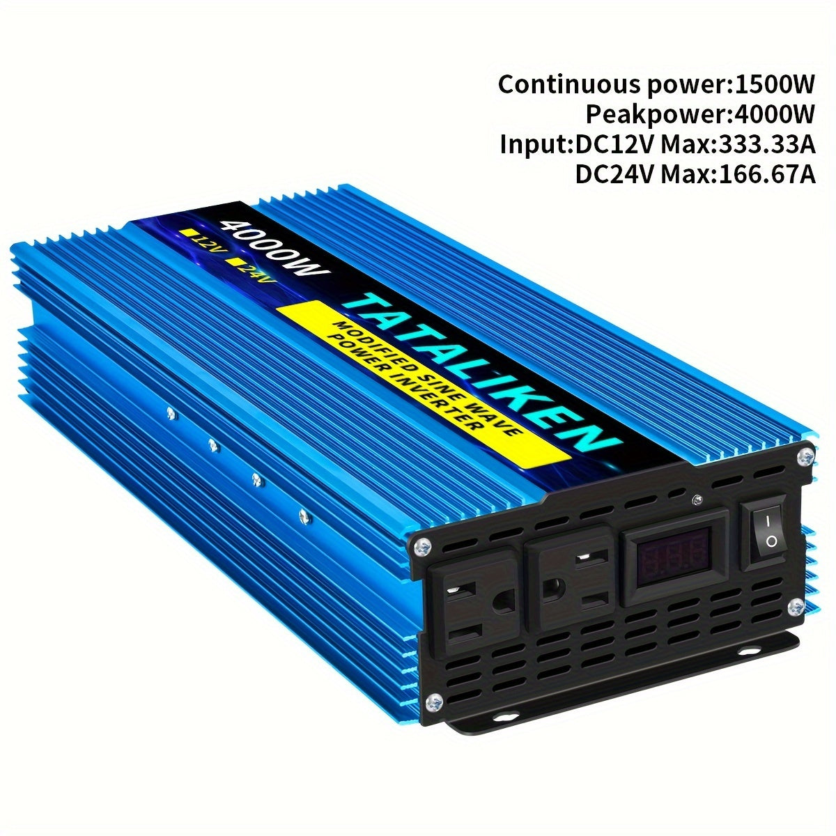 4000W Heavy-Duty Car Power Inverter - Rapid DC 12V to AC 110V Converter with Smart USB Ports - Safely Charge Laptops, Smartphones & More, Perfect for Road Trips