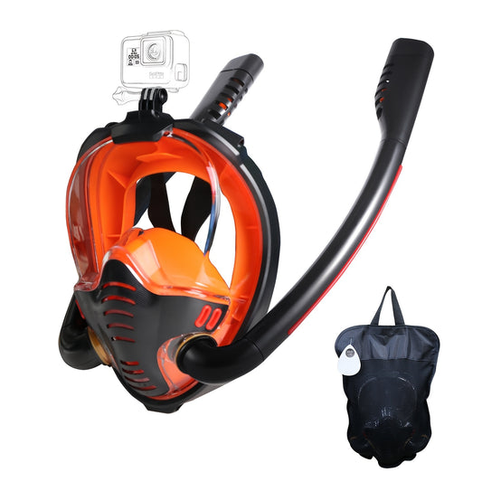 Seaview 180° Full Face Snorkel Mask - Wide-Angle Panoramic Vision, Advanced Anti-Fog & Leak-Proof Technology, Comfortable Double Tube Design - Perfect for Adults