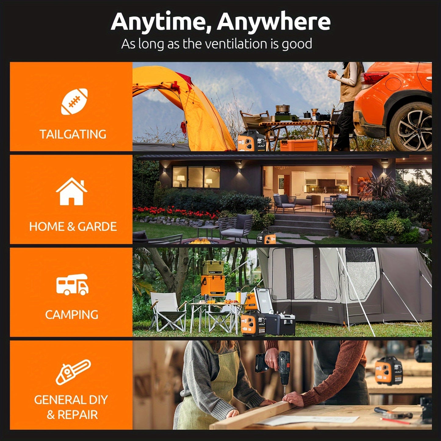 Efurden 2500W Portable Outdoor Generator With Two 120V AC Sockets And USB Interface, Suitable For Camping, Picnicking, RV, Home Emergency, Compliant With CARB Standards, Lightweight, Outdoor Best-selling Products