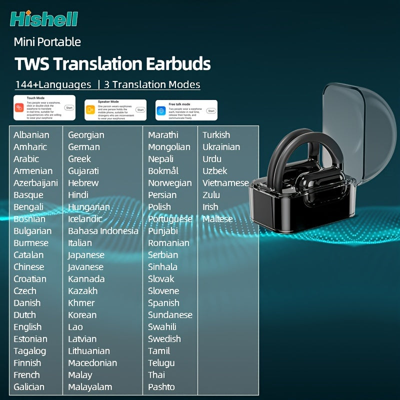 144-Language Instant Translator Earbuds - Seamless 2-Way Communication - Smart Headset for Music, Calls, iOS & Android Compatibility