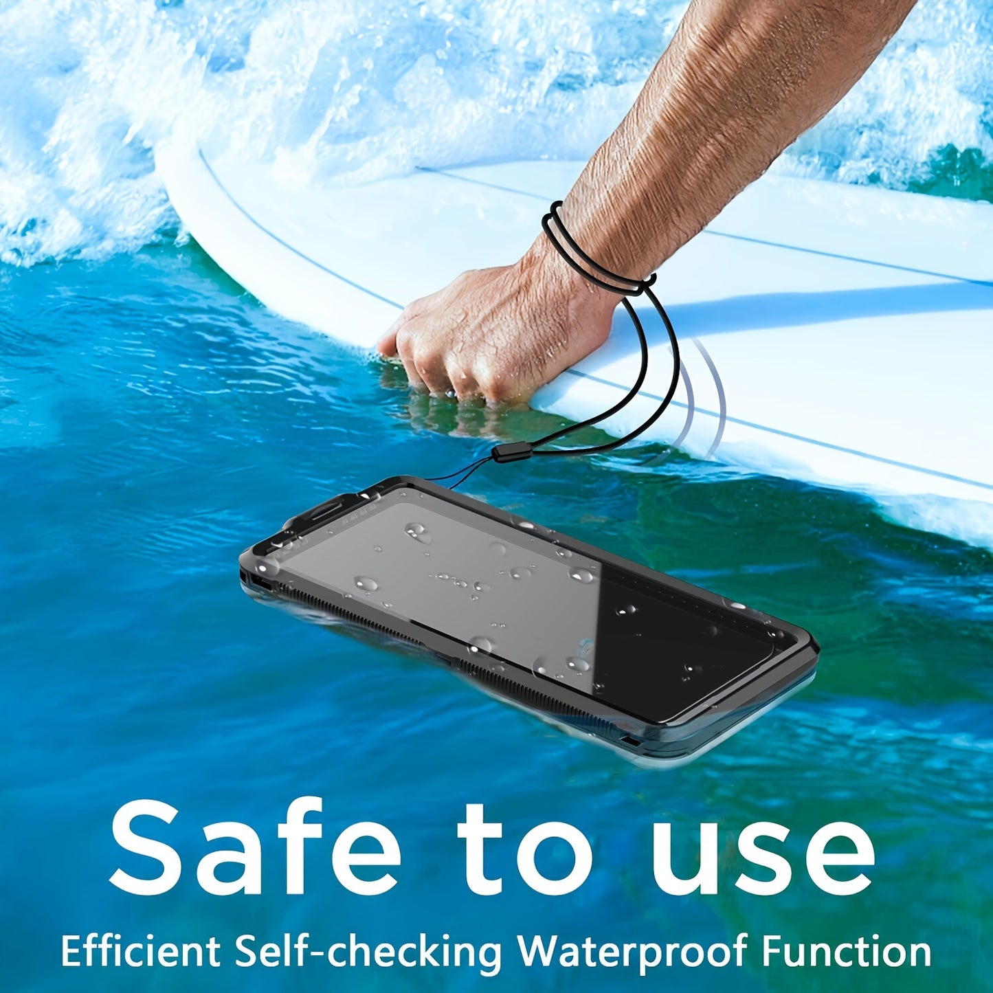 6.9" Waterproof Phone Case With Self-Testing, Touch Control & Stand - Shockproof, Anti-Drop Protection For All Smartphones - Ideal For Swimming, Diving & Outdoor Activities