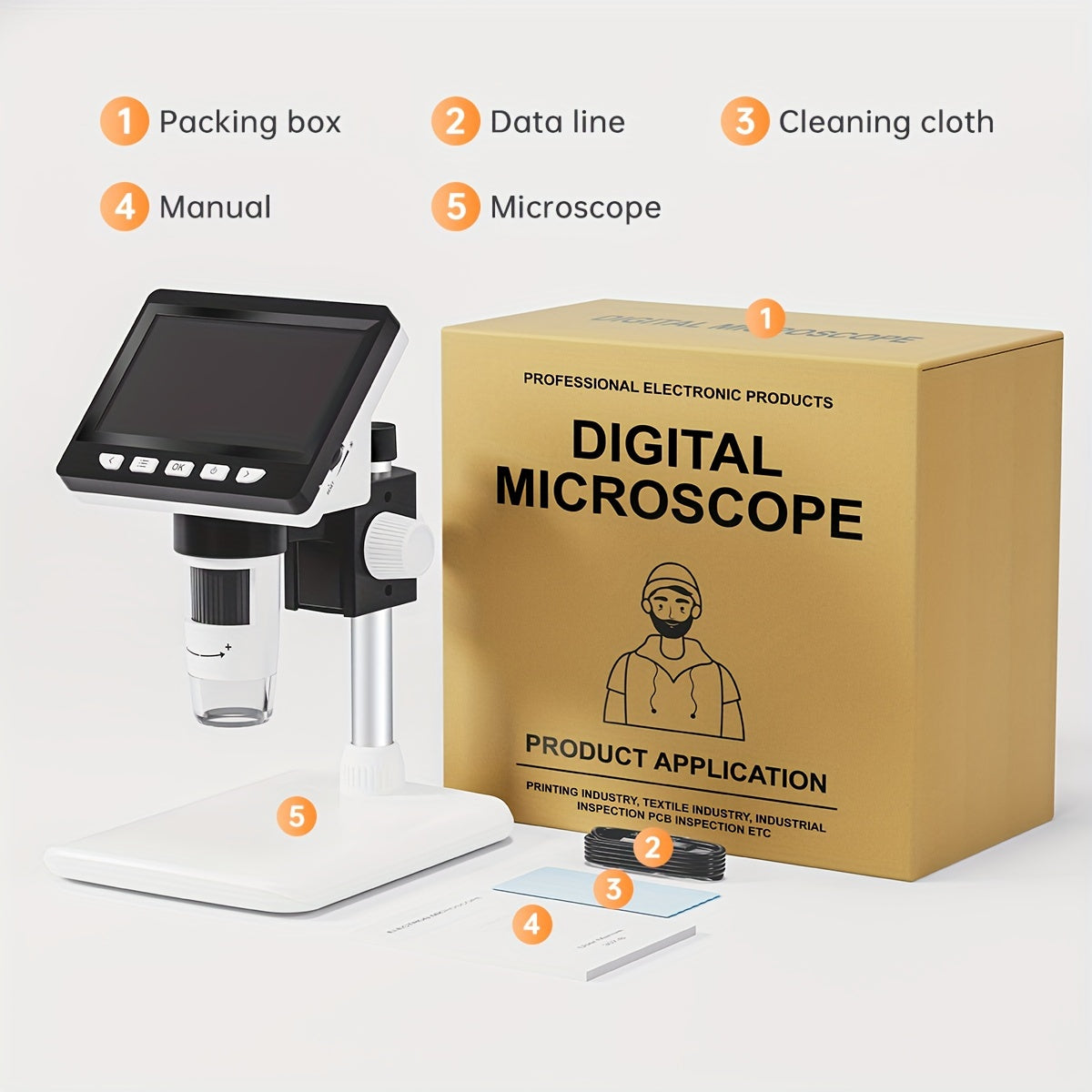 1000X Zoom HD Microscope - 1080P High-Resolution, 8 LED Illumination, Realistic Image Capture for Education and Research