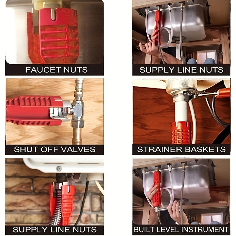 Heavy-Duty Faucet Wrench - Versatile Plumbing Tool for Sink, Toilet & Kitchen - Durable Water Pipe Spanner with Easy-Grip Tackle - Ideal Household Installer Kit