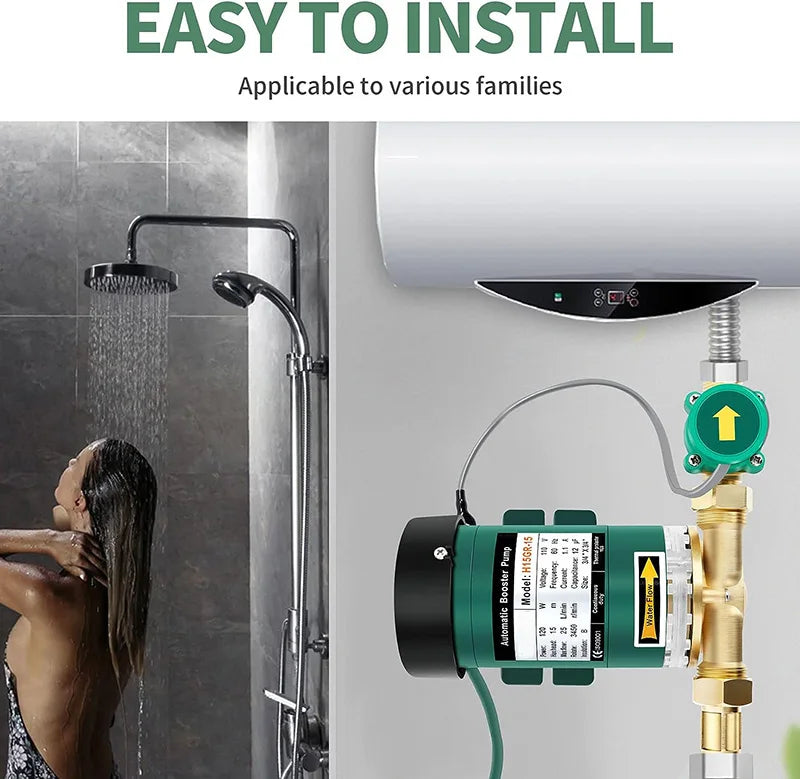 120W Water Pressure Booster Pump Hot Cold Water Pressure Pumps Circulation Pump with Water Flow Switch for Home Pond Fountain