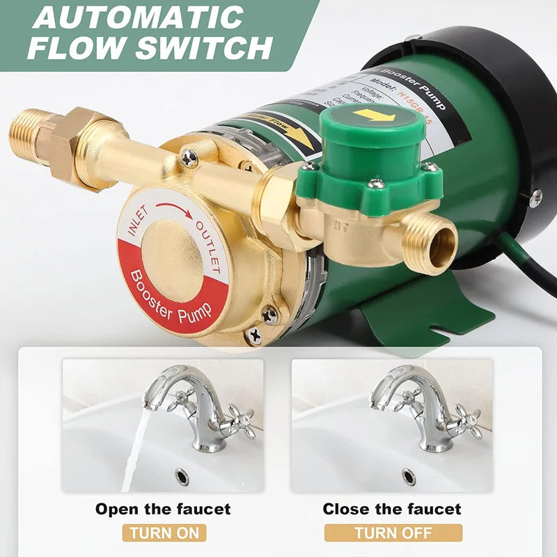 120W Water Pressure Booster Pump Hot Cold Water Pressure Pumps Circulation Pump with Water Flow Switch for Home Pond Fountain
