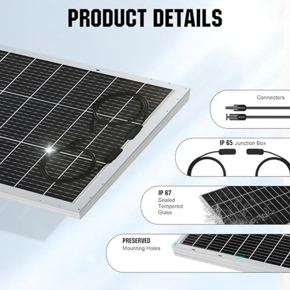 195W 12V Bifacial Solar Panel Monocrystalline Double-Sided High-Efficiency PV Module Kit