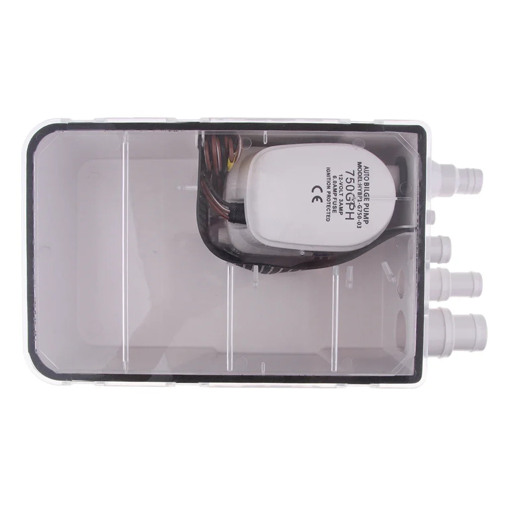 12V 750GPH Shower Sump Pump System Multi Port Bilge Drain Box Automatic Bilge Drain Pump For Marine Yacht Boat RV Caravan