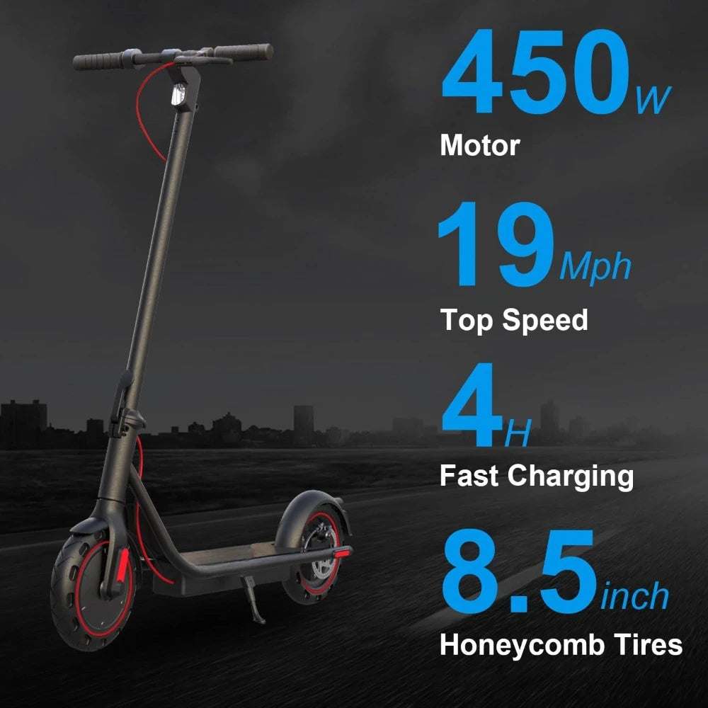 Electric Scooter 450W Powerful Motor,8.5”Honeycomb Solid Tires,Anti-Theft Lock,Wide Deck Portable & Folding e Scooter for Adults