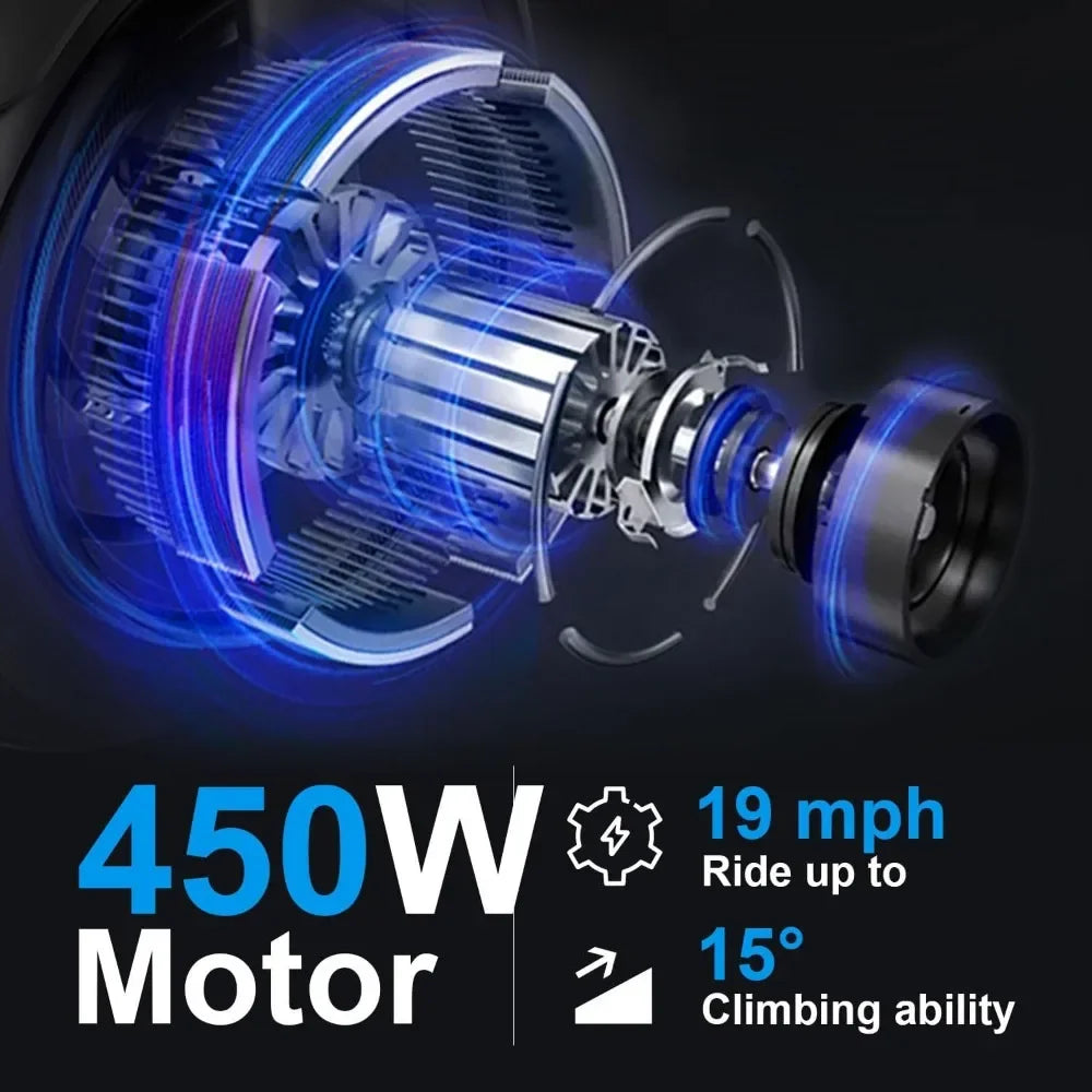 Electric Scooter 450W Powerful Motor,8.5”Honeycomb Solid Tires,Anti-Theft Lock,Wide Deck Portable & Folding e Scooter for Adults