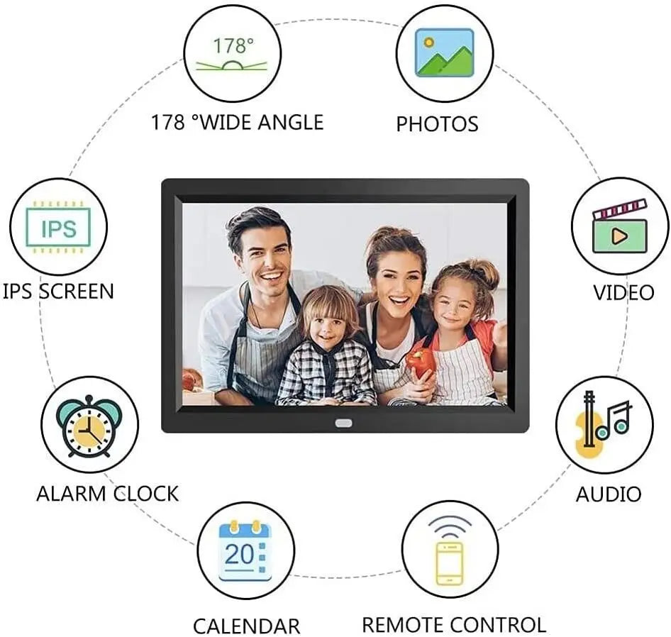 10"Digital Picture Photo Frame IPS Full-View Screen Photo Album 1280*800 Clock Calendar Video Player free shipping