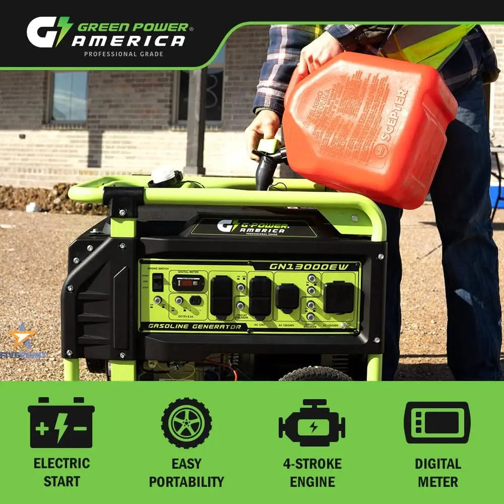 Generator Gasoline Powered Recoil/Electric Start 12V-8.3A Charging Outlets Home Back Up & RV Ready EPA Certified