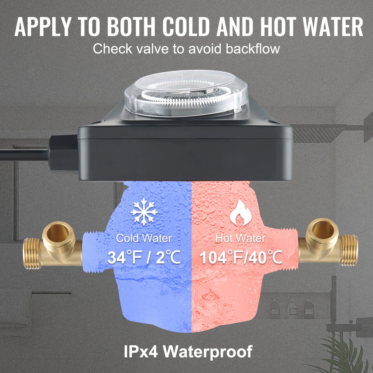 Vevor Hot Water Circulation Pump 100W DN20 Inlet/Outlet & DN15 Adapter Used for Shower Faucets in Electric Hot Water Systems