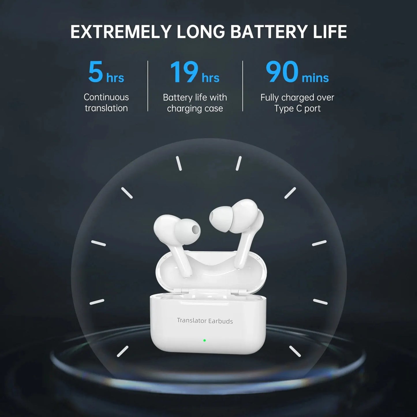 Wooask M6 Instant Voice Offline Translator Earbuds Real-time Language Translation Device Wireless Bluetooth Headset for Travel