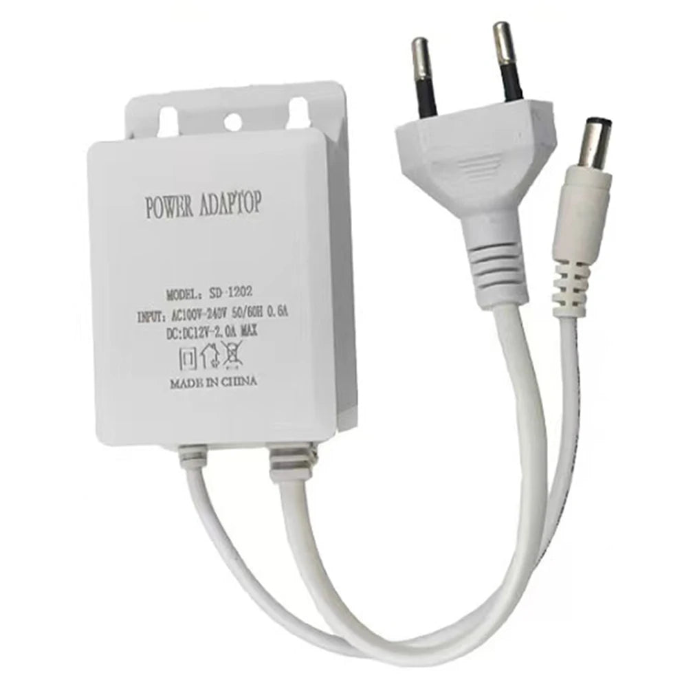 12V 2A CCTV Camera Power Adapter Outdoor Waterproof EU US Plug Adapter CCTV Ip Camera System Charger 110V 220V AC To DC DIY Use