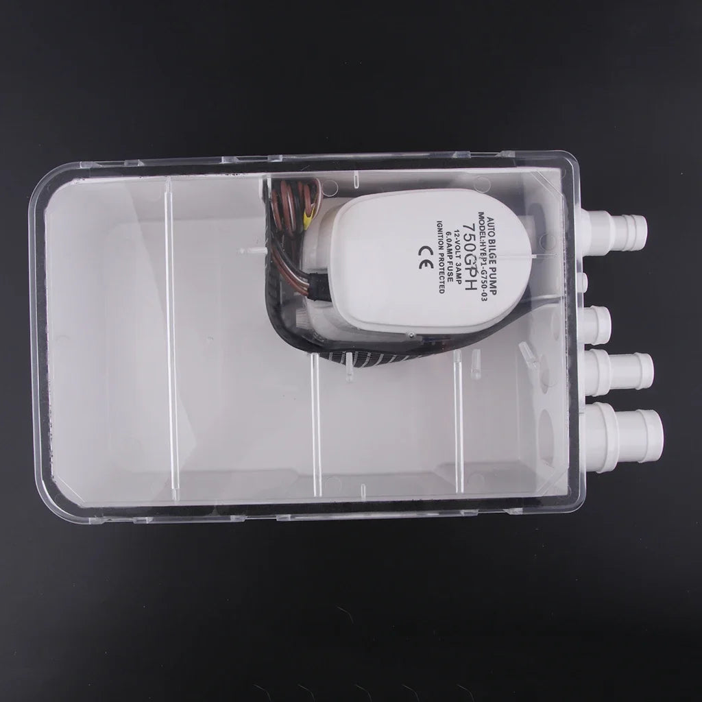 12V 750GPH Shower Sump Pump System Multi Port Bilge Drain Box Automatic Bilge Drain Pump For Marine Yacht Boat RV Caravan