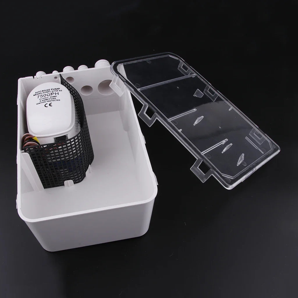 12V 750GPH Shower Sump Pump System Multi Port Bilge Drain Box Automatic Bilge Drain Pump For Marine Yacht Boat RV Caravan