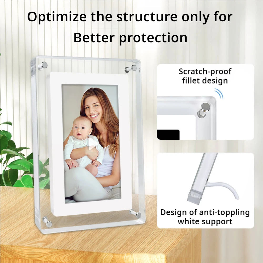 Acrylic Digital Photo Frame 5 Inch 1200mAh Vertical Display IPS Screen 4G Memory Battery Porta Retrato Digital Photo Frame