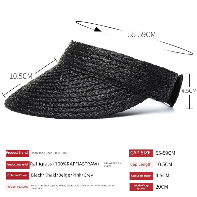 Straw Hat Women's Beach Foldable Woven Raffia