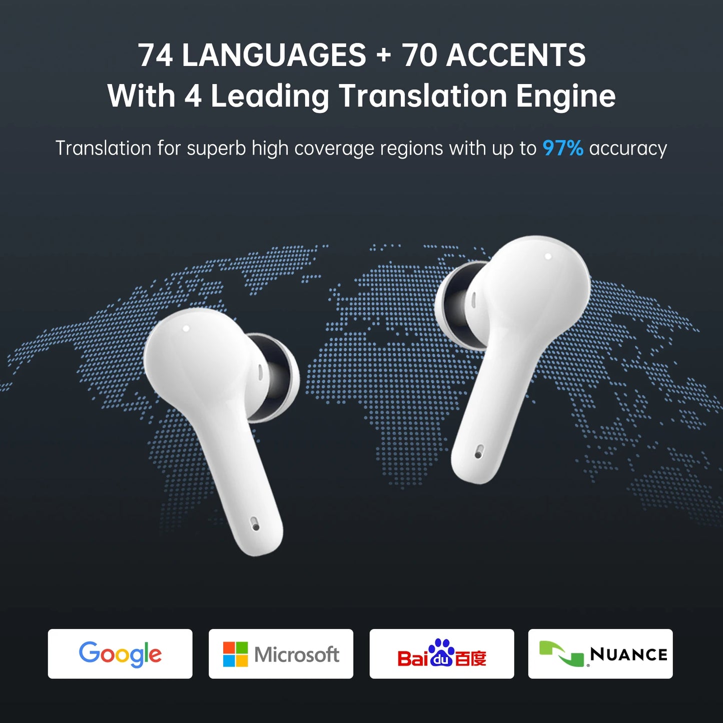 Wooask M6 Instant Voice Offline Translator Earbuds Real-time Language Translation Device Wireless Bluetooth Headset for Travel