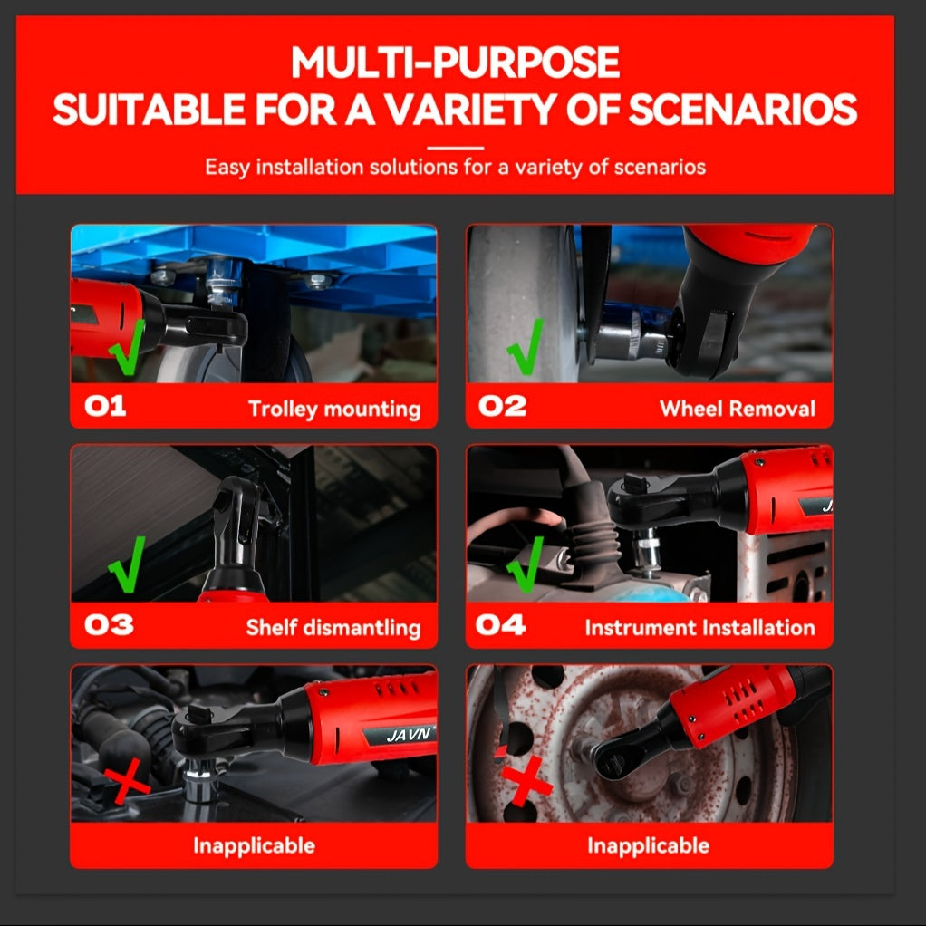 Compact 45NM Cordless Electric Wrench Kit - Rechargeable Lithium Battery, US Plug, Perfect for Car Repairs & Tight Spaces